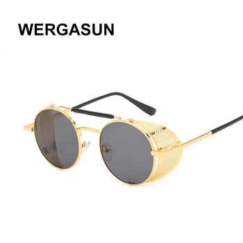 WERGASUN Retro sluneční Brýle Steampunk Kolo Designer Parní Punk Metal sluneční Brýle, Štíty Muži Ženy UV400 Gafas de Sol