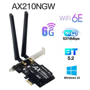 Wi-Fi 6E AX210 Bluetooth 5.2 Bezdrátové 2,4 Gbps AX210NGW Wi-Fi Síťová Karta 2.4 G/5G/6GHz PCIE Bezdrátový Adaptér Karty pro Windows 10