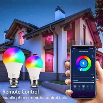 Wi-fi E27 Led Barva Mění Světlo Žárovky Rgb Lampa Podporu Alexa Google Home Inteligentní Život Hlasové Ovládání Aplikace AC220V