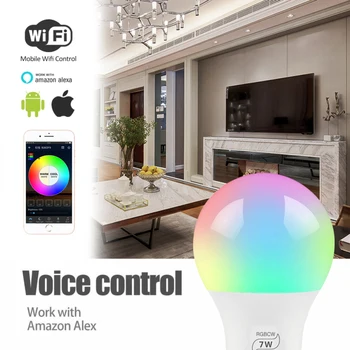 WiFi Inteligentní Žárovky Stmívatelné Vícebarevná Probuzení E27 RGB Světla Smart Home je Kompatibilní S Alexa Google Assistant A IFTTT