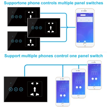 Wifi Touch Smart Switch s Univerzální Zásuvka nástěnný skleněný panel ewelink aplikace Pracovat s Google Domov Alexa 90-240V Smart Home Modul