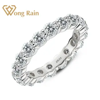 Wong Déšť 925 Sterling Silver Vytvořil Moissanite Drahokam Diamanty Snubní Zásnubní Prsten Svatební Kapela Jemné Šperky Velkoobchod