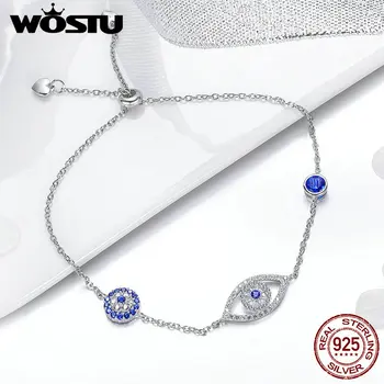 WOSTU 2020 Nové Real 925 Sterling Silver Bohemia Oko Strážce Nastavitelný Náramek Pro Ženy Silver Náramek Šperky Dárkové DXB089