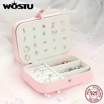 Wostu šperkovnice Růžová Multi-funkce PU Kožené Šperky Box, Úložný Box Prsten vitríny Ženy Úložný Box Klec FH0065