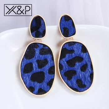 X&P Occident Módní Zlaté Plyšové Leopardí Náušnice pro Ženy Vintage Geometrické Ušní Kapky Houpat Ženy Náušnice Šperky Prohlášení