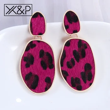 X&P Occident Módní Zlaté Plyšové Leopardí Náušnice pro Ženy Vintage Geometrické Ušní Kapky Houpat Ženy Náušnice Šperky Prohlášení
