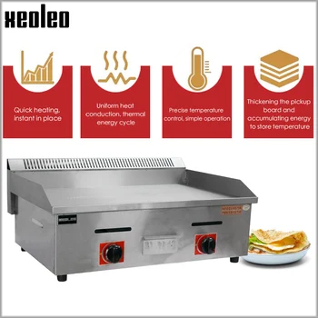 XEOLEO Komerční plynový gril Teppanyaki pánev Ploché pánvi Grilované chobotnice stroj z nerezové oceli, Palačinky/Steak grill