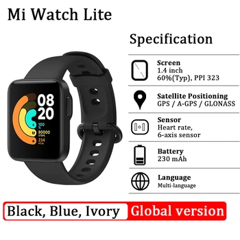 Xiaomi Mi Watch Lite GPS Fitness Tracker Heart Rate Monitor Sport Smartwatch 1,4 Palcový Bluetooth 5.1 Redmi Sledujte Globální Verze