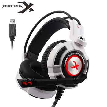 Xiberia K3/K5/k9/K10 Over-Ear PC Gamer Herní USB Headset 7.1 Virtuální Prostorový Zvuk Stereo Bass Pro Herní Sluchátka s Mikrofonem LED