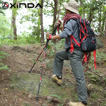 XINDA PJ12 M-Tyč Skládací Ultralight Quick Lock Trekking Poles pěší Turistika Tyč Závodní Běžecká Hůl Carbon Fiber