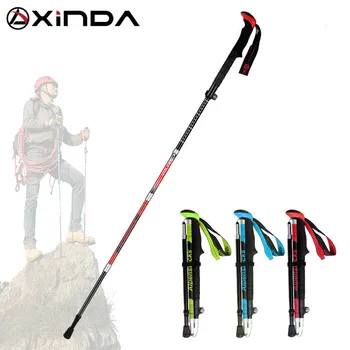 XINDA PJ12 M-Tyč Skládací Ultralight Quick Lock Trekking Poles pěší Turistika Tyč Závodní Běžecká Hůl Carbon Fiber