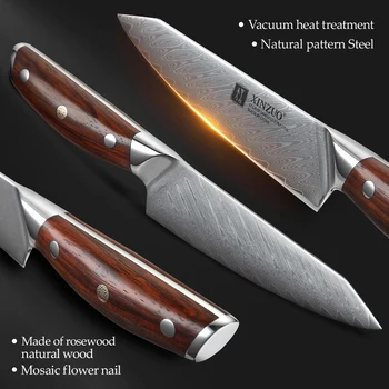 XINZUO 5 KS Nožů Sada Japonské VG10 Damašek z Nerezové Oceli Kuchyňské Nože Užitkové Nože, Vaření, Nástroj, Kuchař Nůž Sady