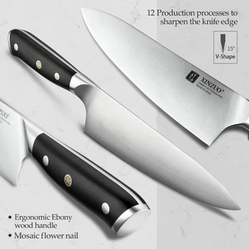 XINZUO 5KS Nerezové Oceli 1.4116 Kuchyně Šéfkuchaře Nože Sada Magnetického Držáku Nože Šéfkuchaře Krájení Santoku Nůž Kuchyňský Nástroj