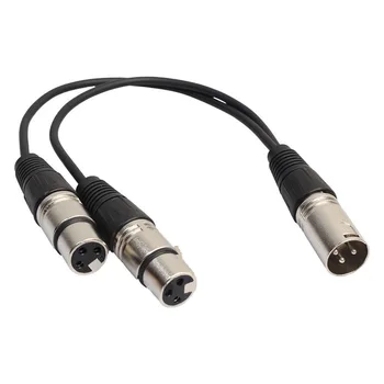 XLR 3 Pin Splitter Y-Adaptér Samec na 2 Samice DMX Kabel pro Mikrofon ND998