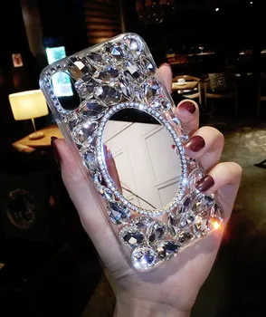 XSMYiss Pro Samsung j3 j5 j7 2017 j7 Prine j4 j6 j8 2018 Luxusní Bling Drahokamu Crystal Diamond Zrcadlo, Měkké Silikonové Telefon Pouzdro