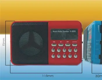 Y-888 Přenosné FM Digitální Mini Reproduktor Rádio s Hudbou MP3 Funkce Podpora TF SD Karty a USB Doprava Zdarma 12003036