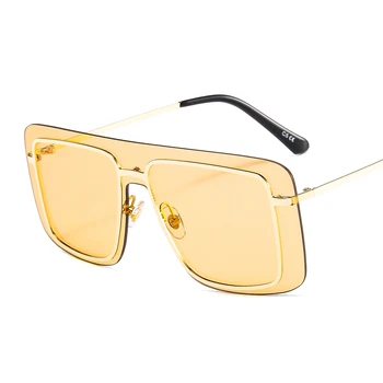 YAMEIZE Nadrozměrných sluneční Brýle bez Obrouček Ženy Muži Módní Kovový Rám Velký Stín Sluneční Brýle Větruodolný Brýle UV400 Gafas