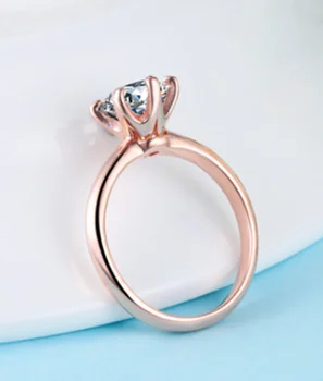 YANHUI Luxusní Solitaire 2.0 ct Stříbrné Svatbě Originální Prsten 18K Růžové Zlato Barva Zirkony Diamond Zásnubní Prsten pro Ženy R170