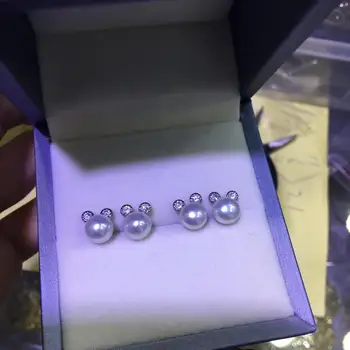 YIKALAISI 925 Sterling Silver Šperky Perlové Náušnice 2019 Jemné Přírodní Pearl šperky 6-7mm Náušnice Pro Ženy velkoobchod