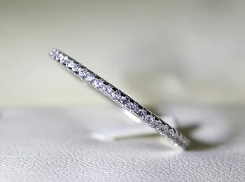 YINHED 1,5 mm Šířka Kulaté Svatební Kapely Prsteny pro Ženy, Šperky Real 925 Sterling Silver Malé Zirkony Stohovatelné Prsten ZR713