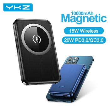 YKZ Magnetické Power Bank PD 20W Rychlé Nabíjení 10000mAh 15W Wilreles Powerbank Externí Baterie Pro iPhone12 Pro Max Samsung S21