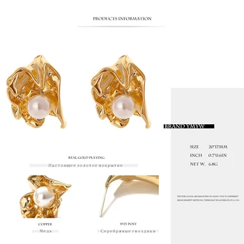 YMYW Módní Kovové Geometrické Náušnice Prohlášení Měděné Náušnice pro Ženy Gold Barva Dívka Módní Perlové Náušnice Šperky