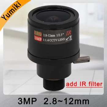 Yumiki 3.0 Megapixel pevnou iris HD CCTV kamera, objektiv 2.8-12mm/varifokální IR HD bezpečnostní kamera objektiv/manuální zoom s IR filtr