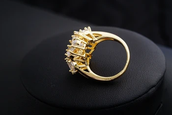 Yunkingdom bílé zirkony prsteny pro ženy zlatá barva anel velký prsten dárky
