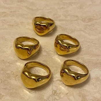Z nerezové Oceli, 18k Pozlacené Zakalit Zdarma Minimální Sladké Šperky Dárek pro Bmx Stereoskopické Zlaté Srdce Láska Prsteny pro Ženy