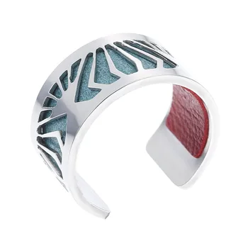 Zaniklých Minimalistický Design Prsteny Pro Ženy Z Nerezové Oceli Manžetové Kroužky Ženy Dárek Módní Vyměnitelné Kožené Kroužky Bague