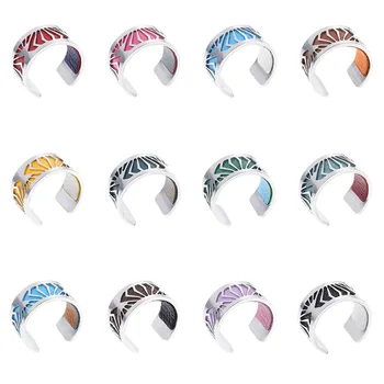 Zaniklých Minimalistický Design Prsteny Pro Ženy Z Nerezové Oceli Manžetové Kroužky Ženy Dárek Módní Vyměnitelné Kožené Kroužky Bague