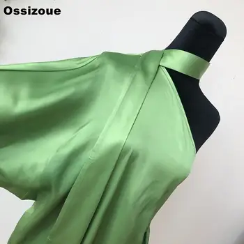 Zelená Jedno Rameno Kotník Délka Večerní Šaty Dlouhý Rukáv Formální Lady Událost Šaty Sage Ženy Šaty YSAN61