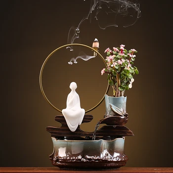 Zen Zpátky Tok Kadidlo Vodní Fontány Ozdoby Vnitřní Keramická Fontána Lucky Feng Shui Domácí Dekorace Kreativní Desktop Řemesla