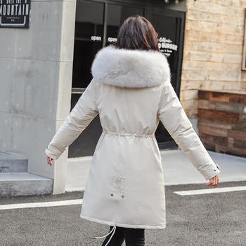 Zesílená bunda ženy štíhlé dlouhé zimní kabát dolů bavlna dámské péřové bundy péřová bunda ženy 2020 zimní kabát