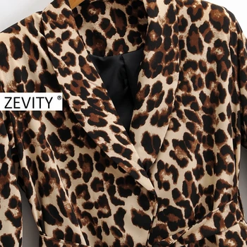 Zevity Nové ženy, vintage leopard tisk blazer vroubkované límce office dámy luk křídla kauzální stylový svrchní oděv oblek kabát tops C539