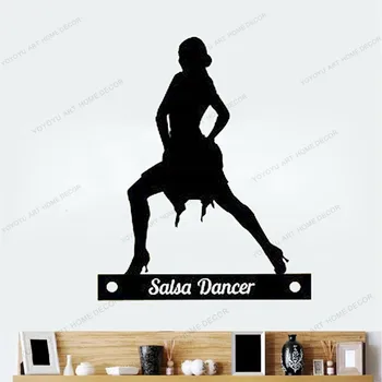 Zeď Vinyl Obtisk Umění Nálepka Salsa Tanečnice Dívka, Žena, latinský Tanec, Taneční školy Studio Dívky Ložnice Design Nástěnné yw-540