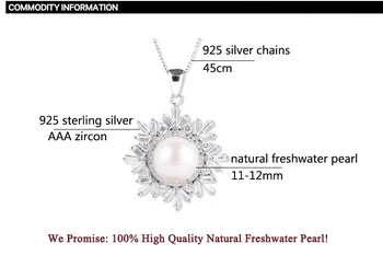 ZHBORUINI Módní Perlový Náhrdelník Pearl Šperky Přírodní Sladkovodní Pearl Vločka Přívěsek, 925 Sterling Silver Šperky Pro Ženy