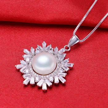 ZHBORUINI Módní Perlový Náhrdelník Pearl Šperky Přírodní Sladkovodní Pearl Vločka Přívěsek, 925 Sterling Silver Šperky Pro Ženy