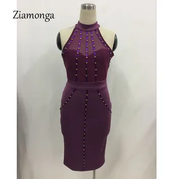 Ziamonga XS-XXXL Plus Velikosti Ženy Vestidos Módní Slim Off Rameno bez Rukávů Krajka Šaty Podzim Sexy Bodycon Obvaz Šaty