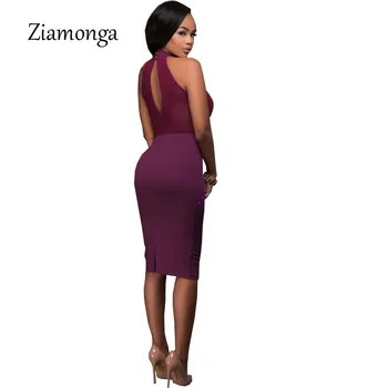 Ziamonga XS-XXXL Plus Velikosti Ženy Vestidos Módní Slim Off Rameno bez Rukávů Krajka Šaty Podzim Sexy Bodycon Obvaz Šaty
