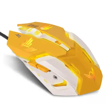 Zienstar Kabelové USB Myš Myši s 7Color Podsvícení ,3200DPI,Žlutá Růžová Fialová Modrá Barvy pro Macbook,Počítače, PC,Notebook