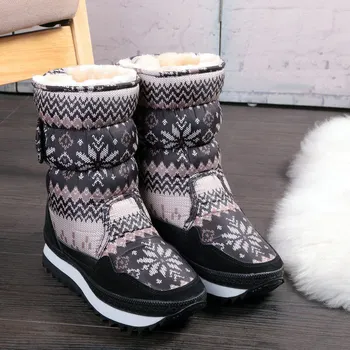 Zimní boty boty ženy 2021 hák&smyčky teplé plyšové platformě sníh boty gumové jediný mid-tele non-slip ležérní boty ženy bota