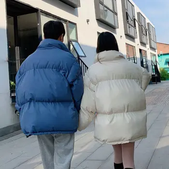 Zimní Bunda pánská Bunda Teplé Módní jednobarevné Ležérní Krátký Kabát Muži Oblečení Streetwear Volné korejský Pár Hustou Srst M-5XL