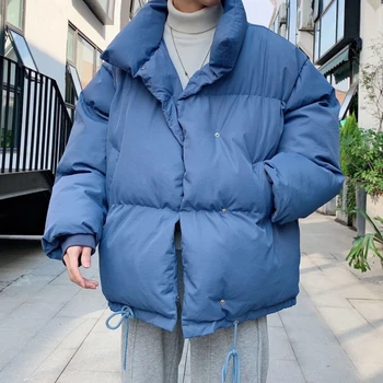 Zimní Bunda pánská Bunda Teplé Módní jednobarevné Ležérní Krátký Kabát Muži Oblečení Streetwear Volné korejský Pár Hustou Srst M-5XL