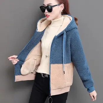 Zimní Umělé Kožešiny Teddy Kabát Ženy Módní s kapucí Přidat samet zahustit zip bunda módní a plus velikosti kabát růžové Topy