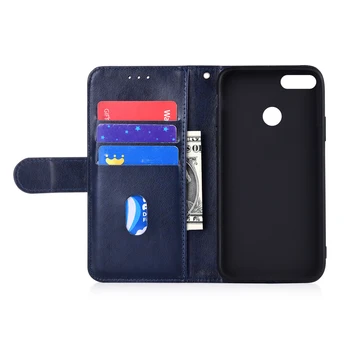 Zip Peněženka Kožené Pouzdro pro Huawei Y9 2018 FLA-LX1 FLA-LX2 FLA-LX3 Fundas Měkké TPU Kartou Držitele Flip Pouzdro