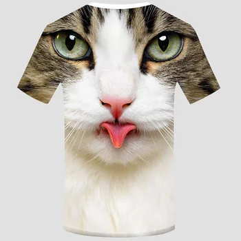 Značky T-košile, Nové Příjezdy Harajuku Letní 3D Kočka Zvířat Tištěné Letní Krátký Rukáv T-Košile Top Blusas футболка оверсайз