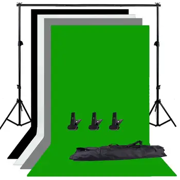 ZUOCHEN Photo Studio Nastavitelné Pozadí Stojan Kit 1,6 x 3m Černá/Bílá / Zelená/Šedé Pozadí Obrazovky Pro Fotografování