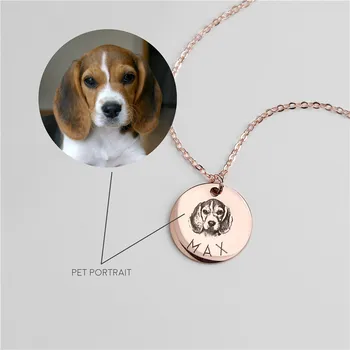 Zvířecí portrét personalizované náhrdelník z Nerezové Oceli Ryté Disk Přívěsky Pet Náhrdelník Vlastní Pamětní Den Šperky