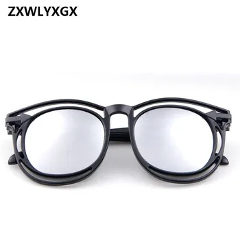 ZXWLYXGX Nové Zrcadlo Brýle Objektivu Rám Ženy, sluneční Brýle, Ženy Značky Vintage Sluneční Brýle Ženské oculos de sol